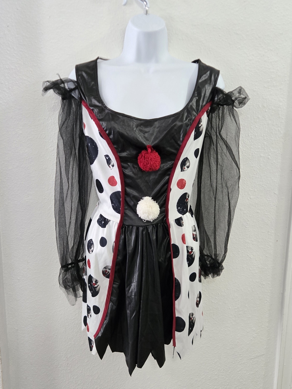 Black and White Polka Dot Clown Costume